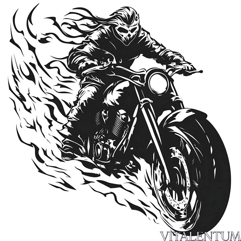 Monochrome Biker Art AI Image