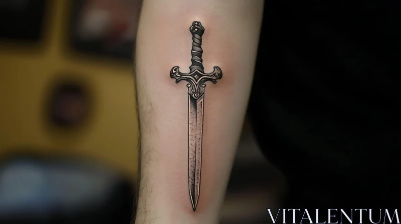 Detailed Sword Tattoo Design on Arm AI Image