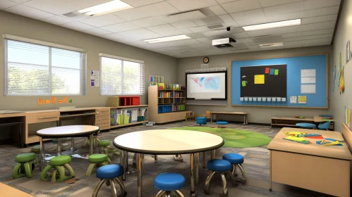 Bright Classroom with Modern Furniture