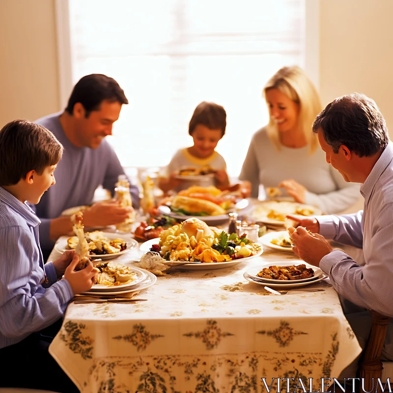 Festive Thanksgiving Family Dinner AI Image