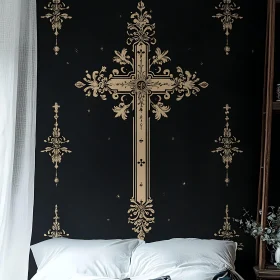 Golden Crosses on Bedroom Wall