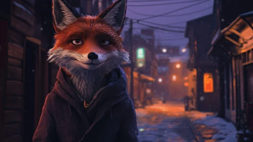 Urban Fox Portrait in Winter