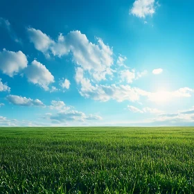 Lush Meadow with Cloudscape