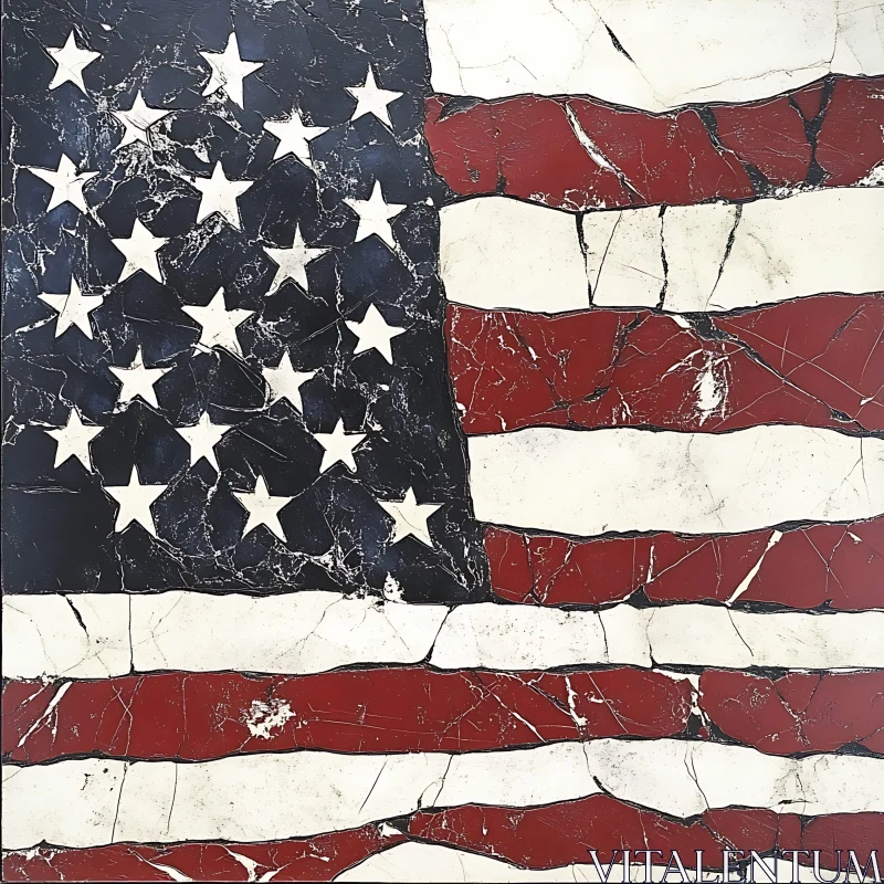 Patriotic Marble Flag Art AI Image