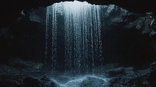 Enigmatic Waterfall Inside an Isolated Cave