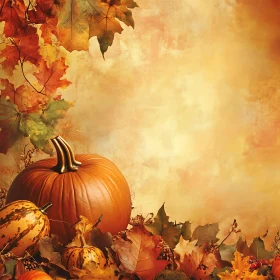 Pumpkins and Autumn Leaves Composition