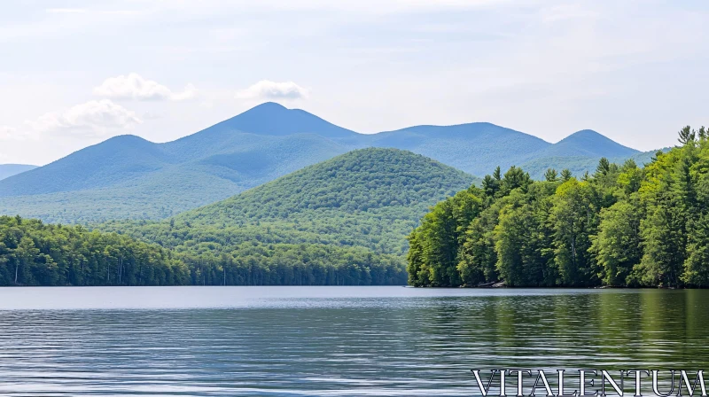 AI ART Tranquil Mountain Lake Scene