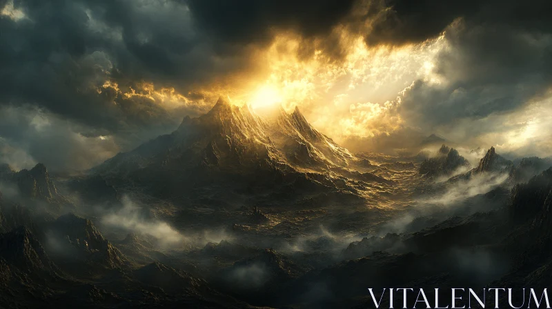 Sunrise Over Mountain Peaks AI Image