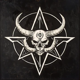 Monochrome Skull with Horns Art