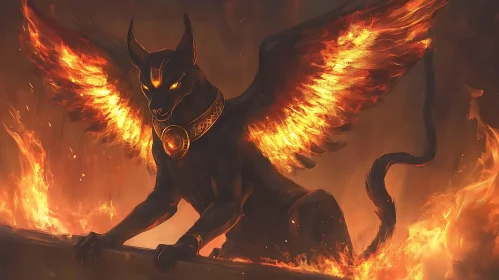 Winged Dragon in Flames