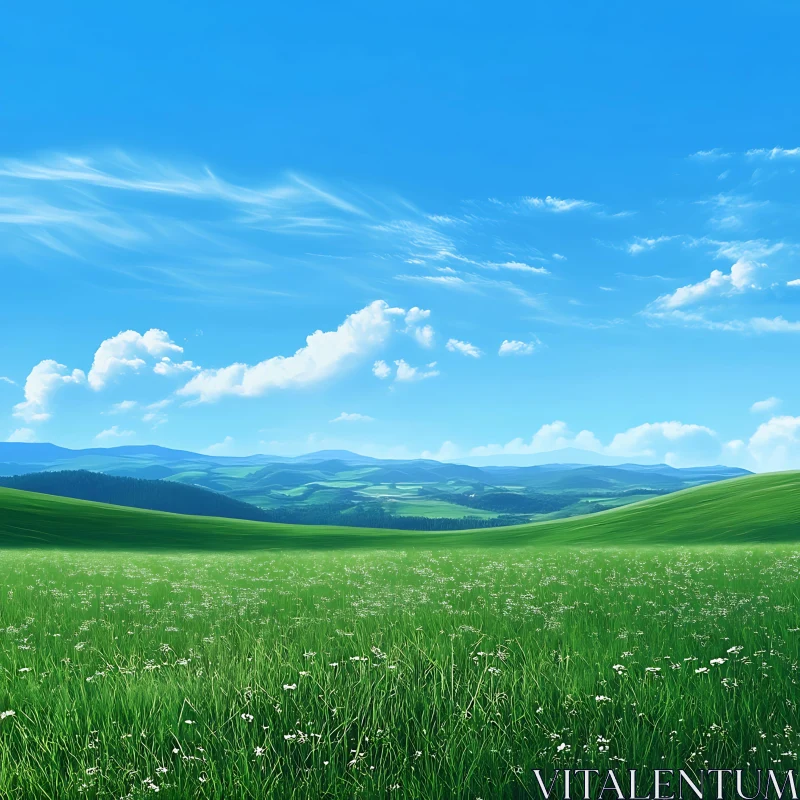 AI ART Lush Meadow and Azure Skies