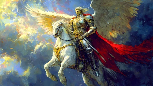 Angel Knight Riding Pegasus Artwork