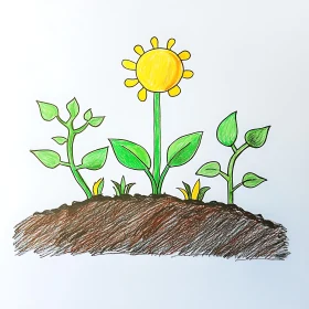 Naive Illustration of Plants Sprouting