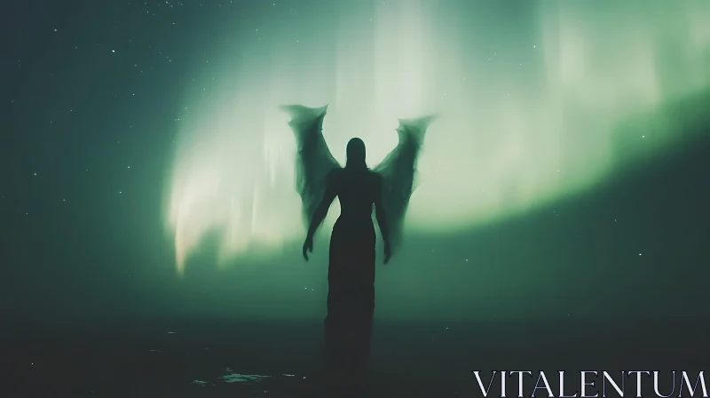 AI ART Winged Figure in Northern Lights