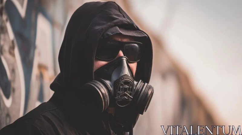 Mysterious Figure in Gas Mask: A Captivating Portrait AI Image