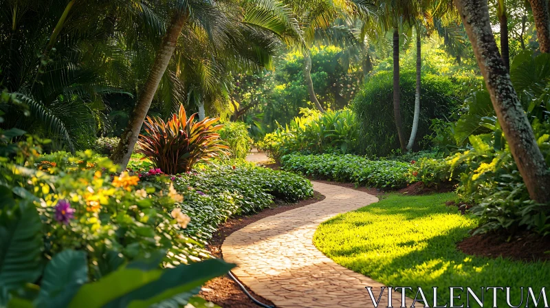 Lush Greenery and Stone Path Serenity AI Image