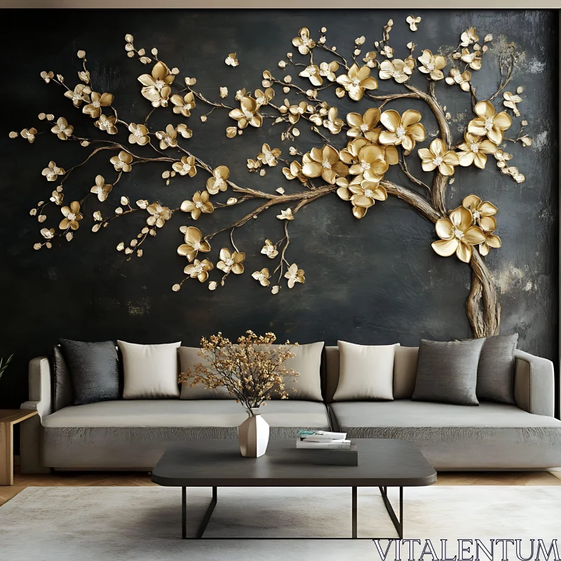 AI ART Golden Flowers Interior