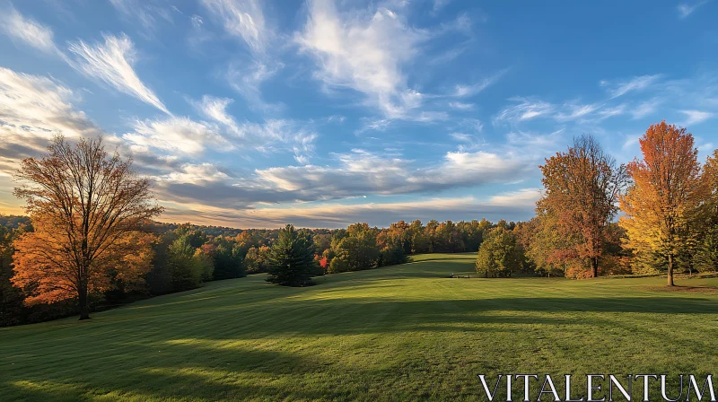 Scenic Autumn Landscape with Colorful Trees AI Image