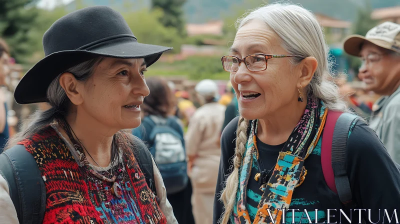 Candid Portrait of Two Women Chatting AI Image