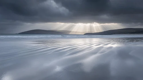 Peaceful Coastal Landscape with Sunbeams