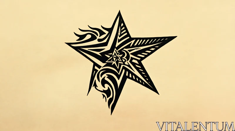 Detailed Star Tattoo with Abstract Patterns AI Image