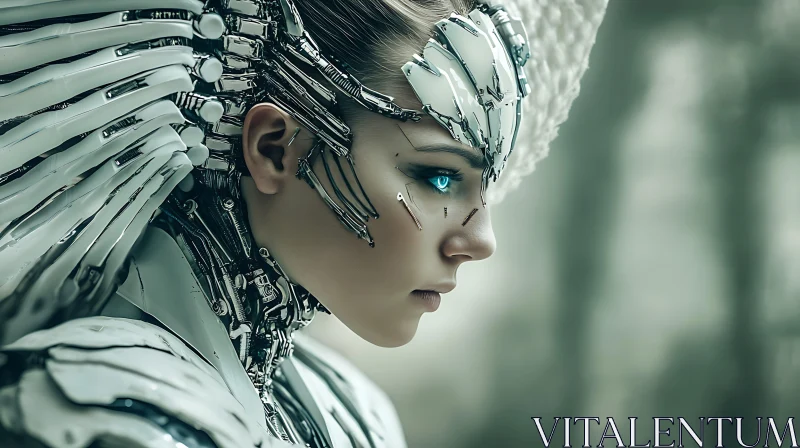 AI ART Mechanical Humanoid with Robotic Features