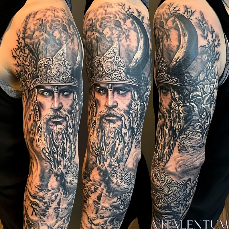 Viking Warrior Tattoo on Arm AI Image