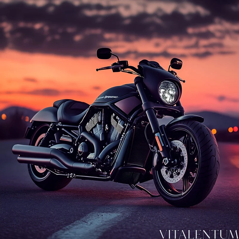 AI ART Sunset Motorcycle