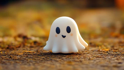 Cute Ghost Figure in Autumn Setting