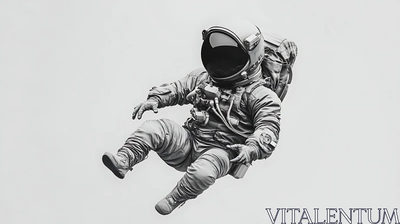 AI ART Floating Spaceman Monochrome