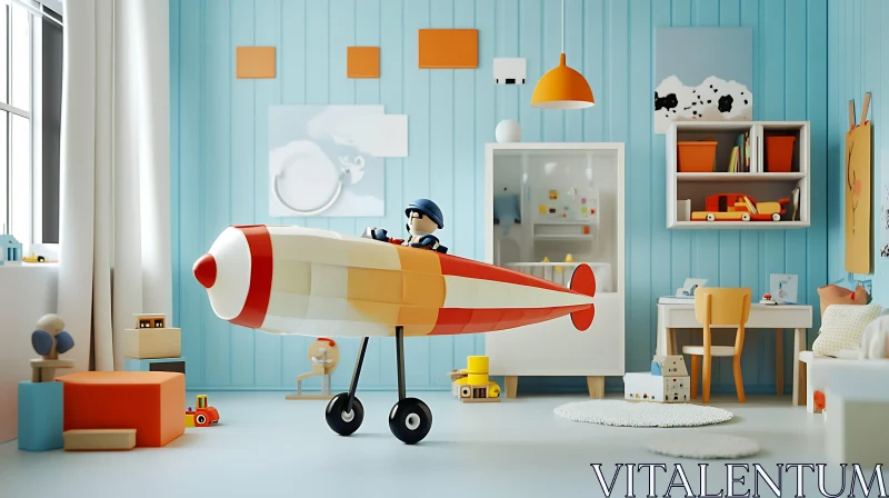 AI ART Toy Airplane in Kid's Room