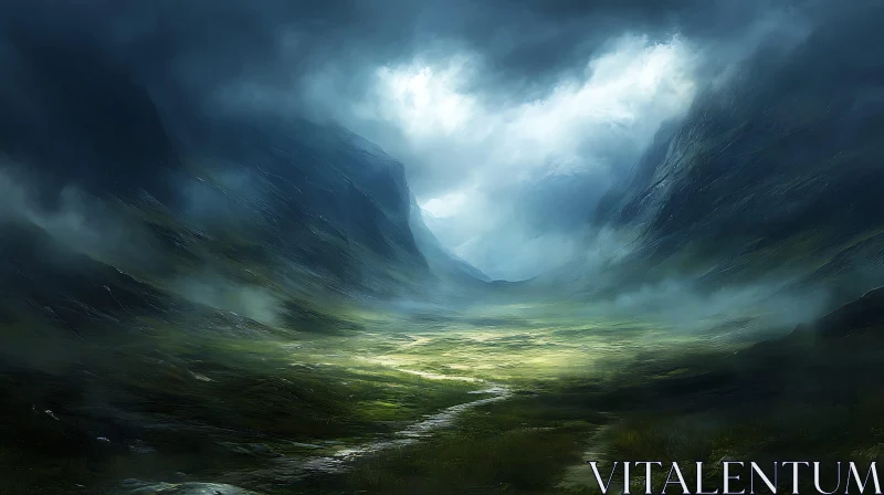 AI ART Ethereal Mountain Valley