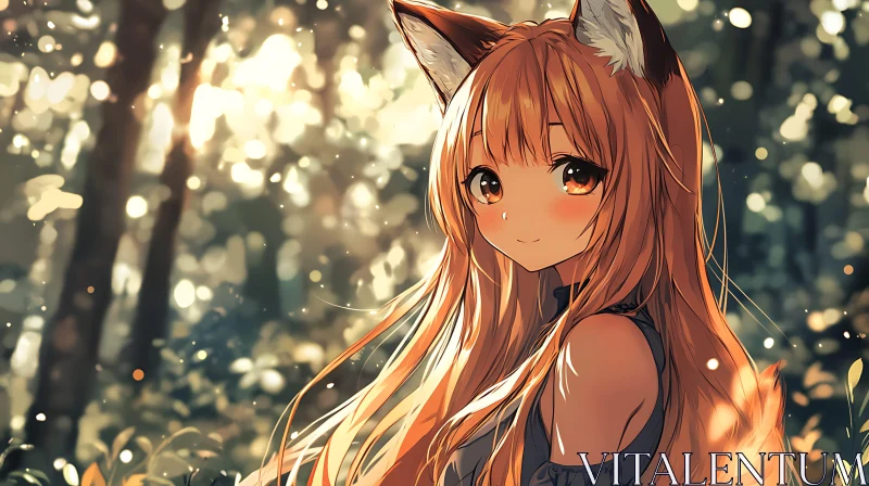 Enchanting Fox Girl Portrait AI Image