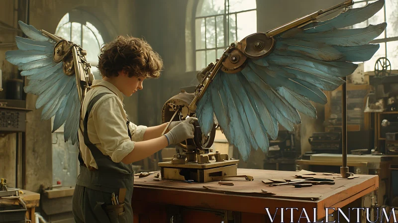 Steampunk Wings Assembly by Young Artisan AI Image