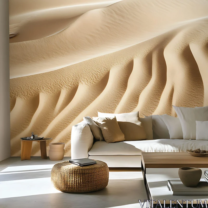 AI ART Serene Living Space with Desert Landscape