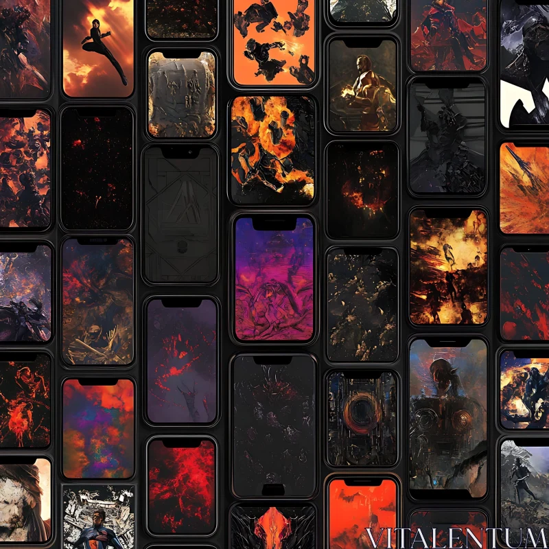 AI ART Dark Abstract Phone Screen Pattern