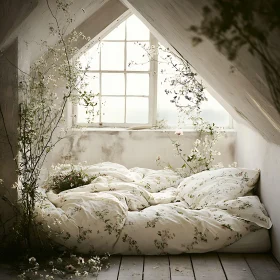 Cozy Floral Bedroom in Attic Space