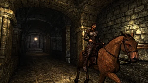 Equestrian Warrior in Ancient Dungeon