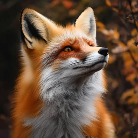 Red Fox Looking Upward