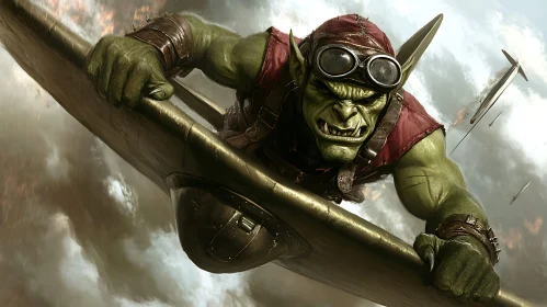 Green Orc Pilot on Airplane