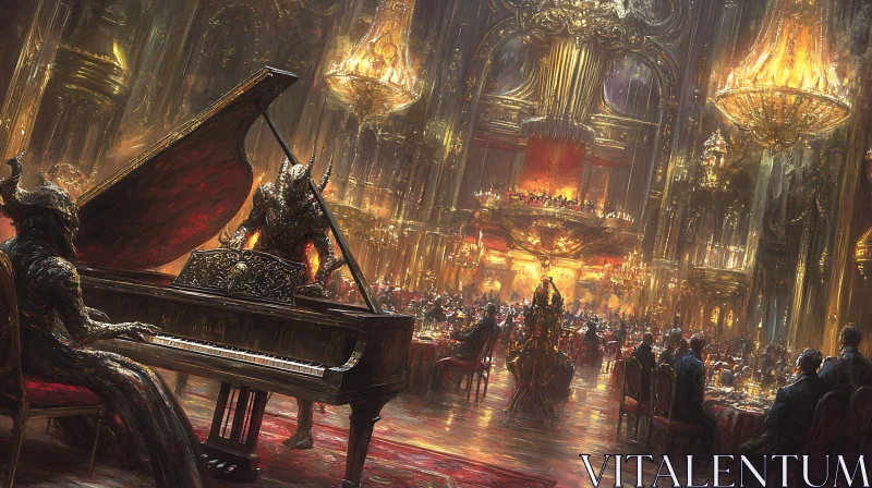 AI ART Orchestral Demons in Golden Hall