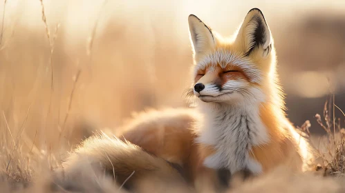 Resting Fox in Field