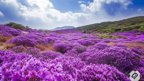 Purple Flower Field Under Blue Skies