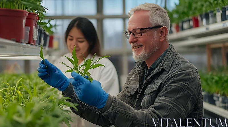 Greenhouse Plant Research and Examination AI Image