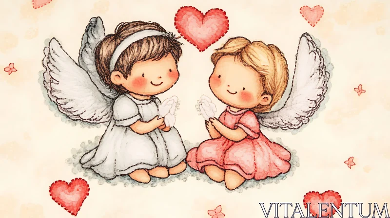 AI ART Angelic Friendship and Love Illustration