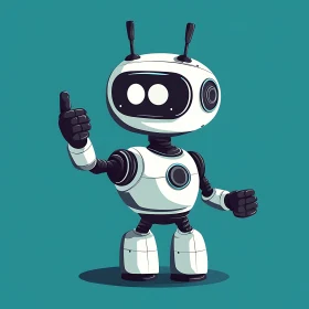 Friendly Robot Mascot with Thumbs Up