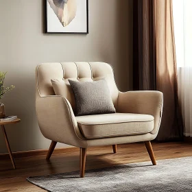 Comfortable Armchair with Cushion in Room