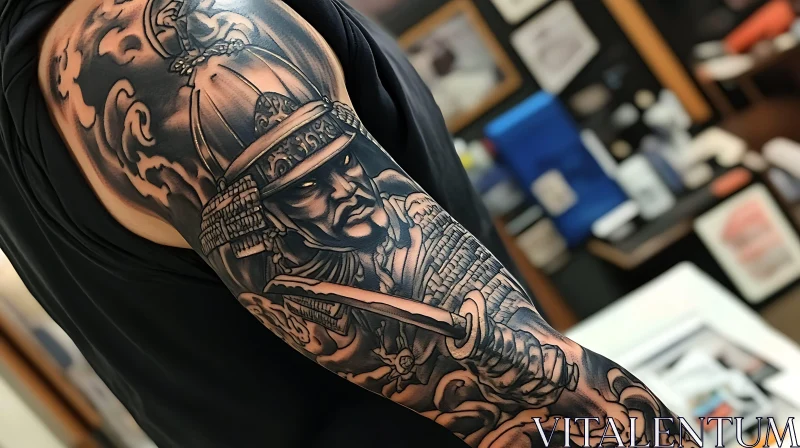 Samurai Warrior Arm Tattoo AI Image