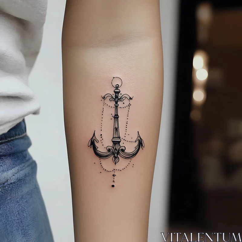 Elegant Nautical Anchor Tattoo AI Image