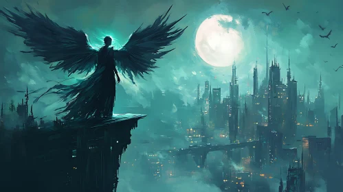 Moonlit Angel Guardian of the City